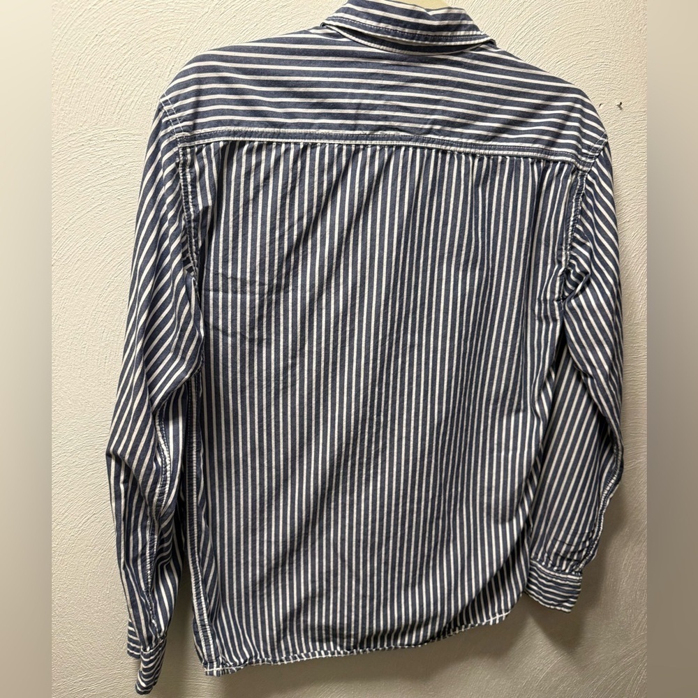 U.S. Expedition Blue White Stripe Button Down 100% Cotton Preppy S *Unisex - Picture 4 of 6